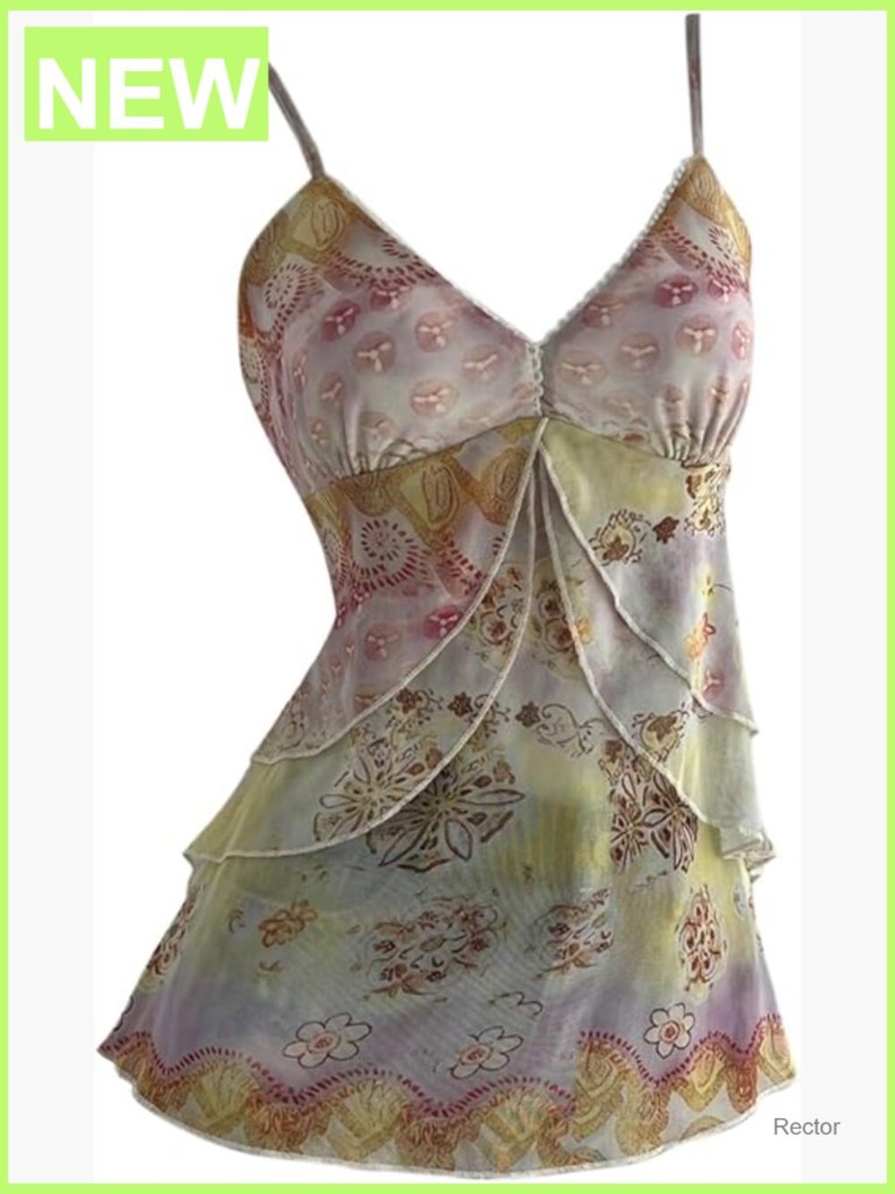 Y2k Mesh Tank Top Babydoll Floral Camisole Ruffle Going Out Tops Whimsical